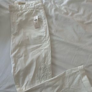 Anthropologie white chino pants with floral design